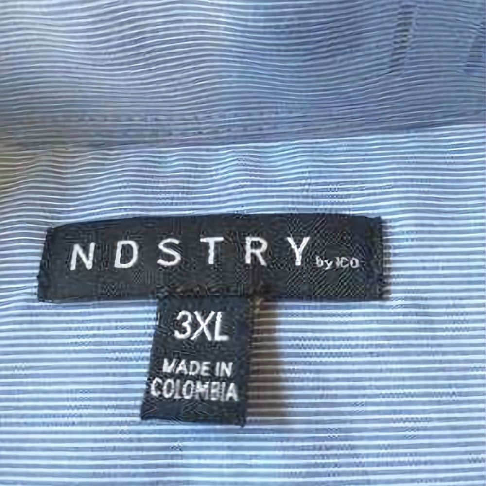 NDSTRY by ICO Mens Blue Striped Dress Shirt Long Sleeve Button Down in 3XL